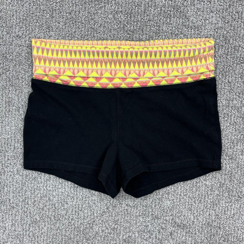 Y2K Mossimo Shorts Womens Small Black Foldover Yoga Activewear Athleisure 00s